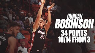 Heat's Duncan Robinson Goes Off for 10 Threes and 34 Points vs. Hawks