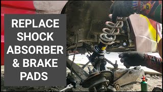 Replace shock absorber & pads step by step tutorial, multicab F6A scrum