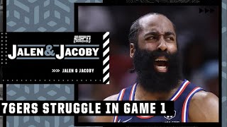 James Harden struggles without Joel Embiid in Game 1 of 76ers-Heat 👀 | Jalen & Jacoby