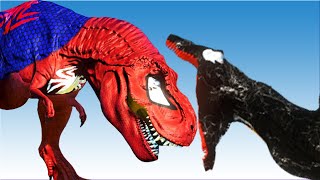 Spiderman Tyrannosaurus rex, Spinosaurus Venom Dino Fight - Animal Revolt Battle