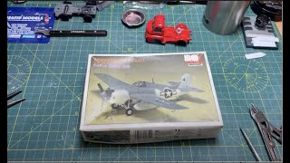 Academy MiniCraft Grumman F4F-4 Wildcat Model Build (Part 1) Chat and Catch up Live Stream