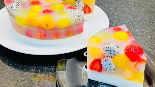Món tráng miệng kết hợp rau câu trái cây tươi và sữa chua vừa ngon vừa đẹp mắt
