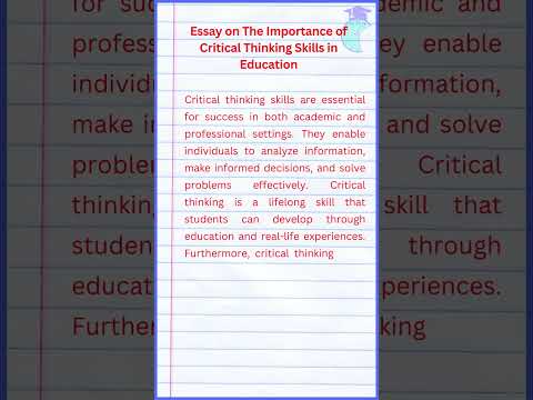 Essay on the importance of critical thinking skills in education