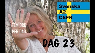 Lär dig svenska - Dag 23 - Fem ord per dag  - A2-nivån CEFR - Learn Swedish - 71 undertexter