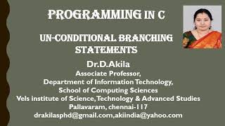 unconditional branching statement in C Programming