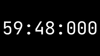 Countdown timer 59 minutes, 48 seconds [59:48:000] - White on black with milliseconds