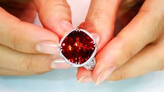 Ceylon Golden Red Sapphire Ring 15.16 carats by Kat Florence