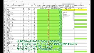 SUM AVERAGE MAX MIN フィルハンドルのダブルクリック