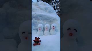 出勤前に雪だるまくん達と談笑会。(2025年1月29日)　Yukidarumakun tachi〜little snowmen　 #snow #winter #雪だるま