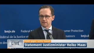 Heiko Maas - Räuspern: Herr Maas räuspert sich. Justizminister. Thema: Extremistische Gewalt!