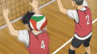 Kageyama gets hit on the back of the head by Hinatas serve| Haikyuu!!| English s