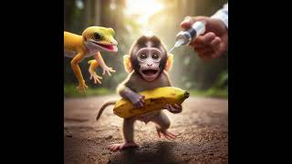 Little Gecko and monkey's so cute #gecko #តុកកែកំហូច#តុកកែគួរឲ្យស្រលាញ់#gecko #short video