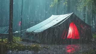 Fall Into Sleep In A Tent On Rainy Night | Heavy Rain On Tent Sounds In Forest
