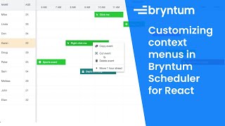 Customizing context menus in Bryntum Scheduler for React
