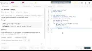 Maximum Subarray -(Leetcode) - javascript solution