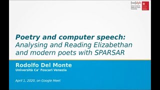 Rodolfo Delmonte, Poetry and computer speech with SPARSAR