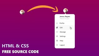 User Account Dropdown Menu using Html CSS & Java Script Web Design @rayen-code