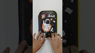 Cute black astronaut pencil box with filling cool stationery #pencilbox #schoolsupplies #stationary