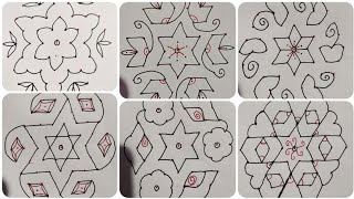 Daily use 9* 5 dots easy rangoli designs for beginners