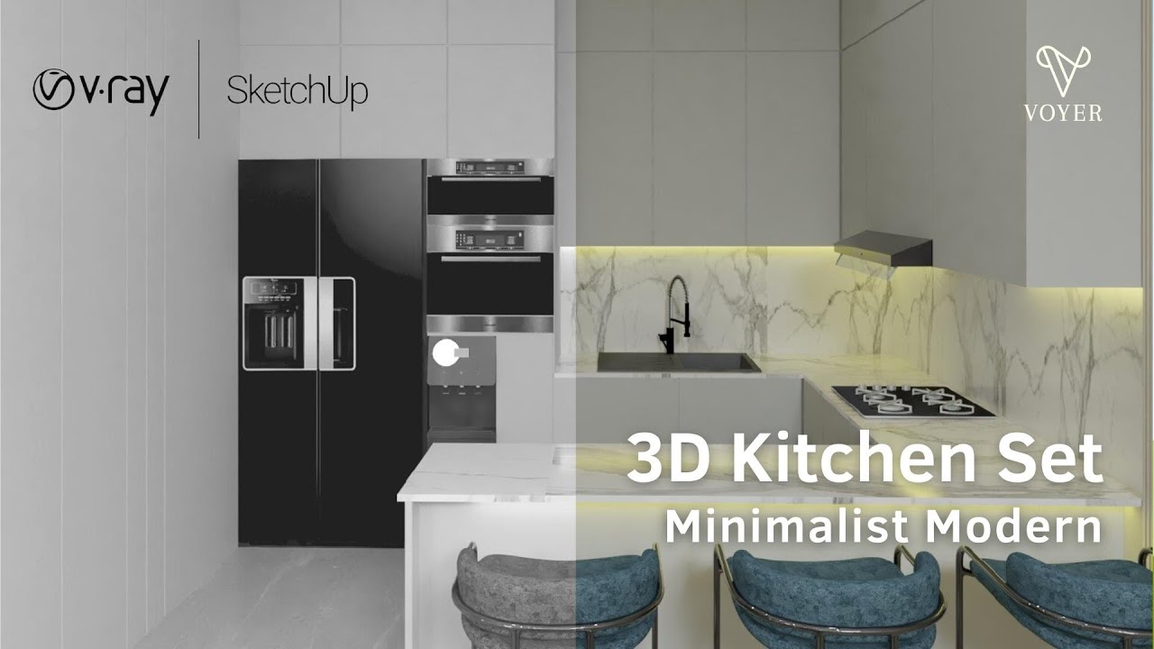 Sketchup Tutorial Kitchen Set Minimalist Design Youtube