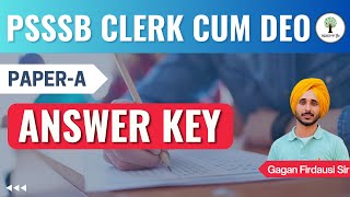Paper - A | Answer Key | PSSSB Clerk - Cum - DEO 2023 | By Gagan Firdausi Sir | Success Tree Punjab