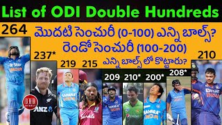 List of Double Centuries in ODI Cricket | How Many Balls for First Century and Second Century