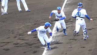 三本間に挟まれた田中幹也が本気で逃げまくる！ケース打撃なので途中で強制終了。もう少し見たかった…（2024年2月17日）