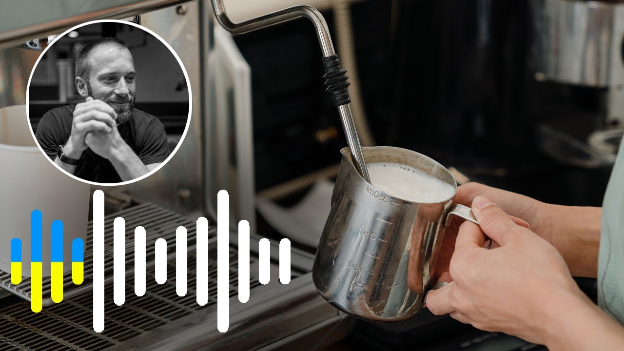 Froth, steam milk for latte macchiato ambient sound. Royalty free sound effects.