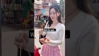 Cute 😍 Korean girl eating pani puri 😘  Golgappa eating challenge 😋   Indian street food #shorts