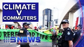 Protesters block bridge and halt traffic | Nine News Australia