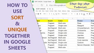Google Sheets SORT & UNIQUE Functions | Nest UNIQUE inside SORT | Remove Duplicate Rows & Sort Data