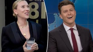 Colin Jost roasts wife Scarlett Johansson during ‘SNL’ skit as she watched backstage