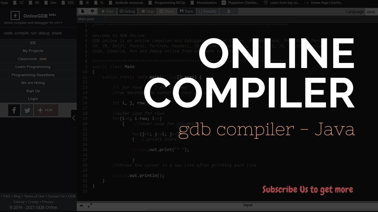 How To Use Online Compiler To Code In Java || Online Gdb Compiler - YouTube