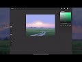 landscape painting in procreate purple sunset full tutorial