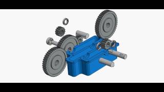 animation of gear speed reducer with exploded view