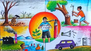 save tree drawing|| Save environment poster painting