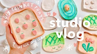 studio vlog 29 ★彡 making air dry clay trinket trays, PO box mail, illustrating on procreate 🐹