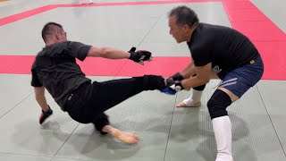 MMA Workout | 2 on 1 sparring - Legendary man vs. Scrambleman family | Saito Kaikan 2023