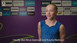 2024 Women's Artistic Europeans - Interview Elena COLAS (FRA) after junior podium training