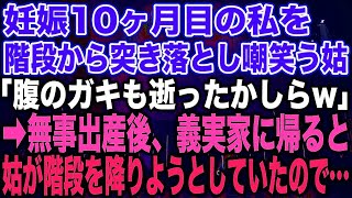 妊娠10ヶ月目の私を、階段から突き落とし嘲笑う姑「お腹の子も逝ったかしらw」➡︎無事出産後、義実家に帰ると姑が階段を降りようとしていたので…