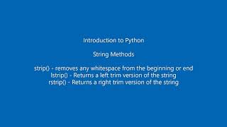 Python String Methods - strip(), lstrip(), rstrip()