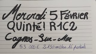 Bonjour chers dedetistes turfistes!QUINTE du mercredi 5 février. excellente journée merci pour les 👍