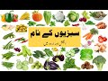 Vegetables Name in English and Urdu with Pictures