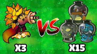 PVZ 1 Magical Hybrid Challenge - 3 Golden Wild VS 15 Zombie Vases - Who Will Win?#pvz #zombiehybrid