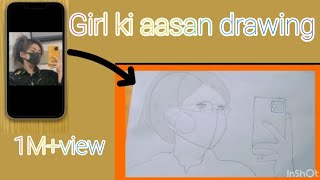 How to draw a Girl with Glasses Drawing | A Girl With Selfie Drawing | Drawing | The Crazy SKetcher
