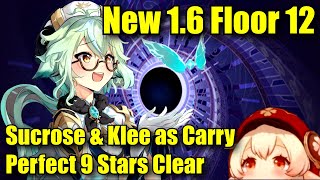 New 1.6 Spiral Abyss Floor 12 - Sucrose \u0026 Klee as Carry Perfect 9 Stars Clear