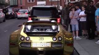 Gold Bugatti Veyron \u0026 Range Rover Combo outside Harrods !