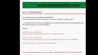 best java interview question what is the difference between == and equals method