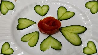 Salad Decoration Ideas| Cucumber cutting style for Salad| Heart Shaped Cucumber Cutting