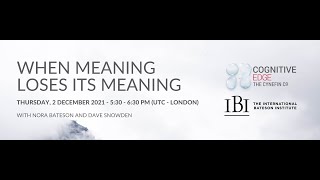 When meaning loses its meaning: A conversation with Nora Bateson & Dave Snowden - Part 1